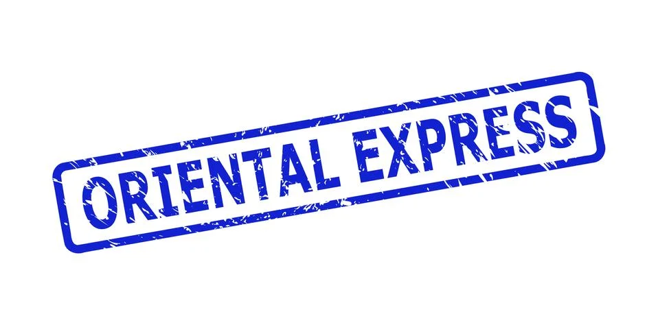 ORIENTAL EXPRESS Watermark with Grunged Texture and Rounded Rectangle Frame 스톡 일러스트
