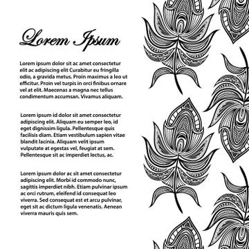 Oriental feathers vector banner or background template Illustrazione stock