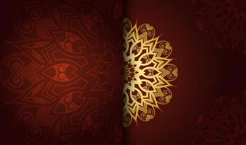 Oriental flat hand dranwn cool gradient golden color with luxury color Stock Illustration
