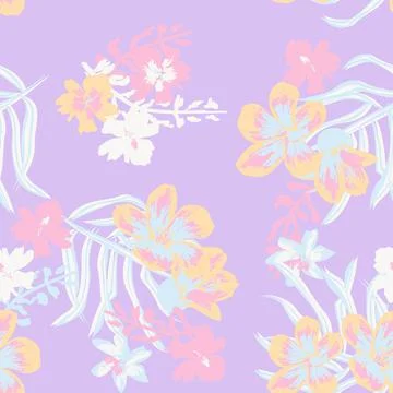 Oriental Floral Seamless Pattern Design Background Stock Illustration