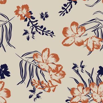 Oriental Floral Seamless Pattern Design Background Stock Illustration