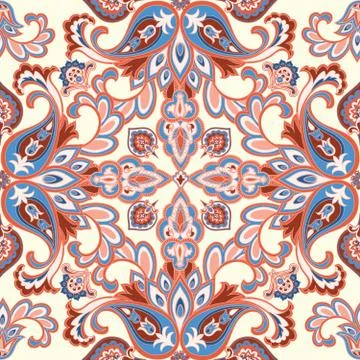 Oriental floral seamless pattern. Flower geometric ornament Stock Illustration