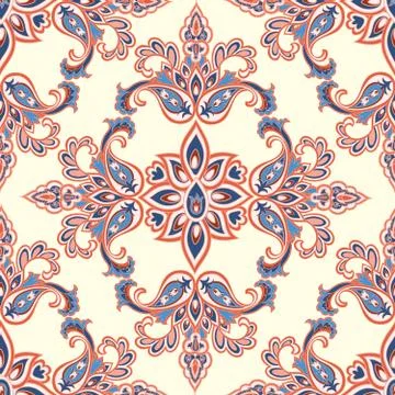 Oriental floral seamless pattern. Flower geometric ornament Stock Illustration