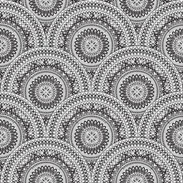 Oriental floral seamless pattern. Geometric ornamental background. Stock Illustration