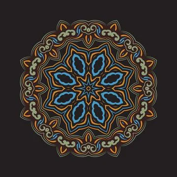 Oriental flower mandala, pattern for ceramics and embroidery Illustrazione stock
