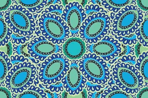 Oriental flower pattern Abstract floral ornament Swirl fabric background Illustrazione stock