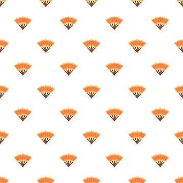 Oriental folding fan repeating seamless pattern design Stock Illustration