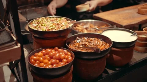 Oriental food at the reception Stock Footage 220290983