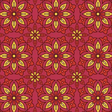 Oriental Geometrical seamless pattern. Indian floral pattern illustration. Stock Illustration