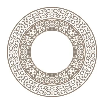 Oriental gold round frame with arabesques. Gold ornate round border vintage  Stock Illustration