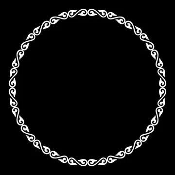 Oriental gold round frame with arabesques, floral elements. Traditional round  库存插图