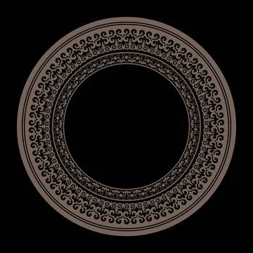 Oriental gold round frame, workpiece for your design on a black background.  Stock Illustration