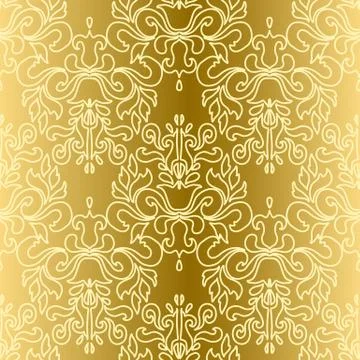 Oriental gold vector damask seamless pattern. Vector illustration. Stock Illustration