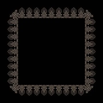 Oriental gold vector frame with arabesque, floral element in Greek style.  Stock Illustration