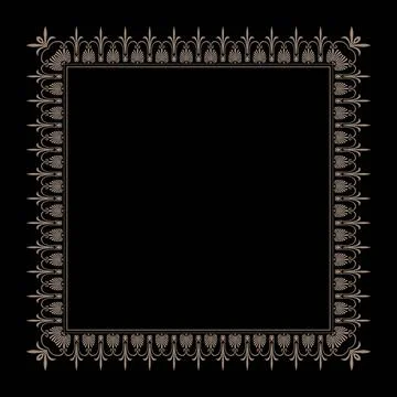  Oriental gold vector frame with arabesques and floral elements. Traditional  Stock Illustration