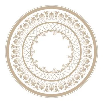 Oriental gold vector round frame with arabesques and floral elements.  Vintage Stock Illustration