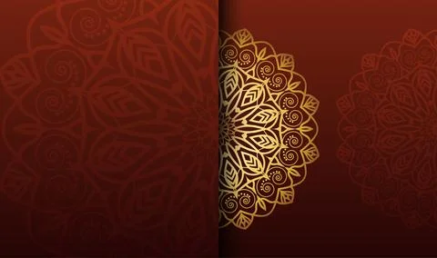 Oriental hand dranwn cool gradient golden color with luxury color mandala Stock Illustration