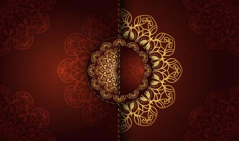 Oriental hand drawn abstract gradient luxury with golden colors mandala Stock Illustration