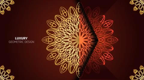 Oriental hand drawn creative gradient luxury color with golden colors mandala Stock Illustration