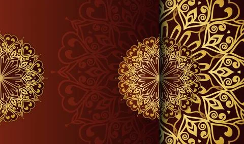 Oriental hand drawn creative unique luxury gradient golden colors mandala Stock Illustration