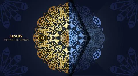 Oriental hand drawn flat creative luxury color with golden colors mandala 스톡 일러스트