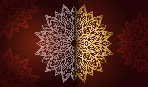 Oriental hand drawn flat gradient golden color with luxury gradient color Stock Illustration