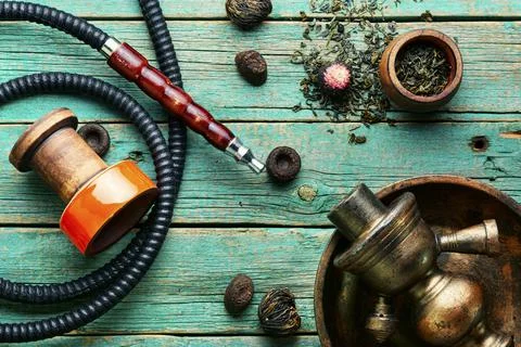 Oriental hookah with tea Stock Photos