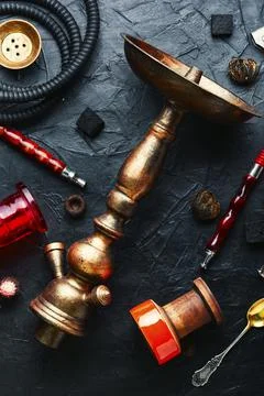 Oriental hookah with tea Stock Photos