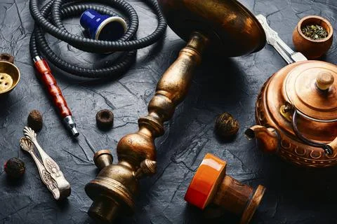 Oriental hookah with tea Stock Photos