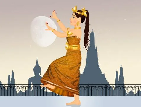 Oriental Indonesian dances Stock Illustration
