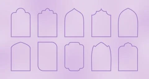 Oriental Islamic style arches, frames. Line minimalist ramadan kareem and eid Stock Illustration