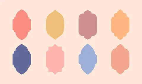 Oriental Islamic windows, frames, arches, arces. Vector modern boho designs 스톡 일러스트