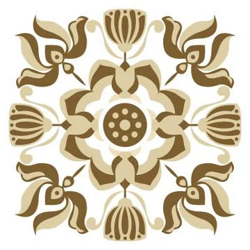 Oriental isolated pattern object botanic garden plant flower kaleidoscope Stock Illustration