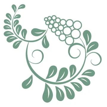 Oriental isolated pattern object botanic garden grape plant Illustrazione stock