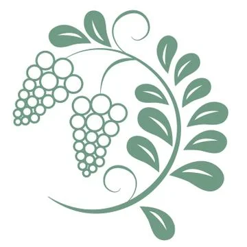 Oriental isolated pattern object botanic garden grape plant Stock Illustration