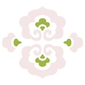 Oriental isolated pattern object retro botanic garden spiral curve cross plan Stock Illustration