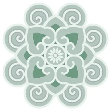 Oriental isolated pattern object round spiral curve cross vine frame flower Stock Illustration
