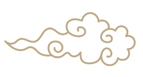Oriental isolated pattern object round spiral curve cross cloud frame line Stock Illustration