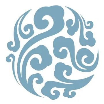 Oriental isolated pattern object spiral curve cross cloud Illustrazione stock