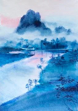 Oriental landscape Illustrazione stock