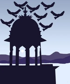 Oriental landscape Stock Illustration