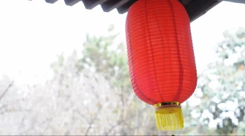 Oriental lanterns display at temple Stock Footage 883863