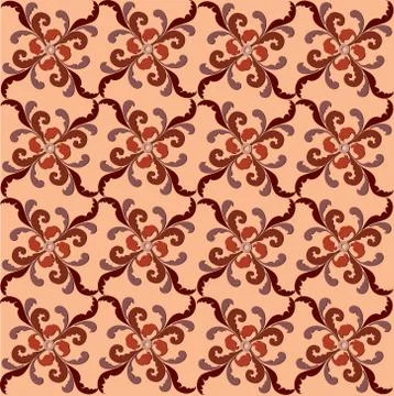 Oriental line pattern Abstract floral ornament Swirl fabric background Illustrazione stock