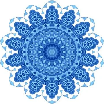 Oriental mandala. Vector blue ornament. Stock Illustration