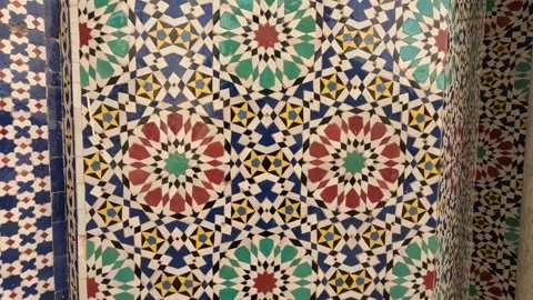 Oriental Moroccan tile pattern. Moroccan mosaic tiles. Colorful geometric Stock Footage 243242355