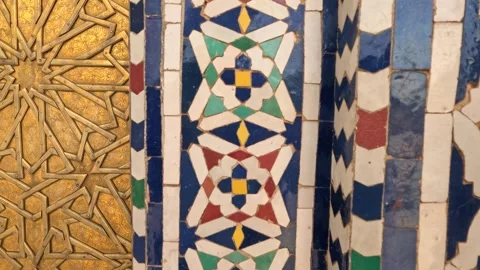 Oriental Moroccan tile pattern. Moroccan mosaic tiles. Colorful geometric Stock Footage 243242361