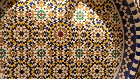 Oriental Moroccan tile pattern. Moroccan mosaic tiles. Colorful geometric Stock Footage 243242402