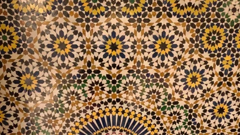 Oriental Moroccan tile pattern. Moroccan mosaic tiles. Colorful geometric Stock Footage 243242414