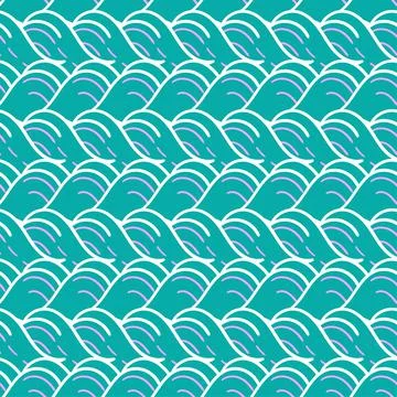 Oriental mountain ornament seamless pattern textile print. repeat pattern bac Stock Illustration