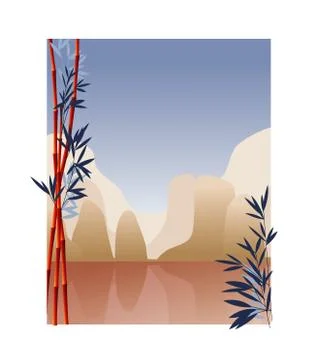 Oriental mountains Stock Illustration